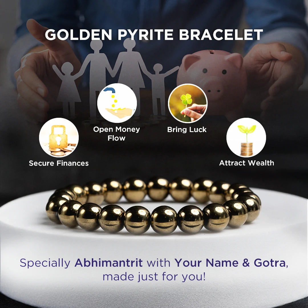 Fame & Fortune Attract: Golden Pyrite Bracelet - Abhimantrit & Certified