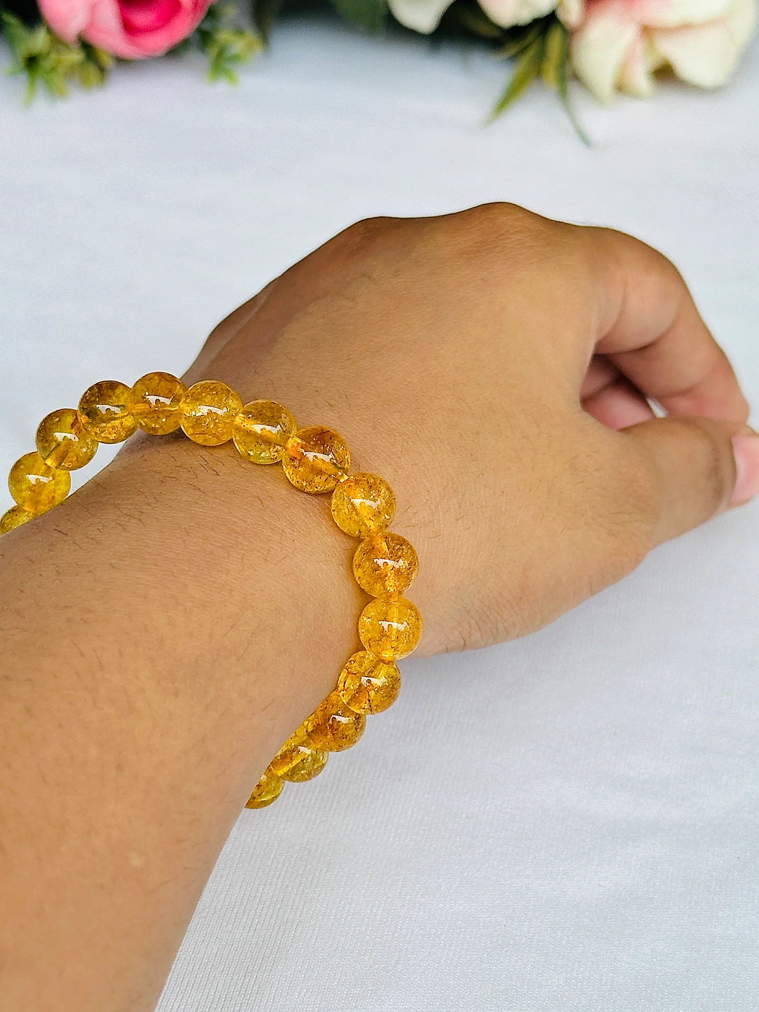 High Financial Status, Success in Job & Profession: Yellow Citrine Bracelet - Abhimantrit & Certified