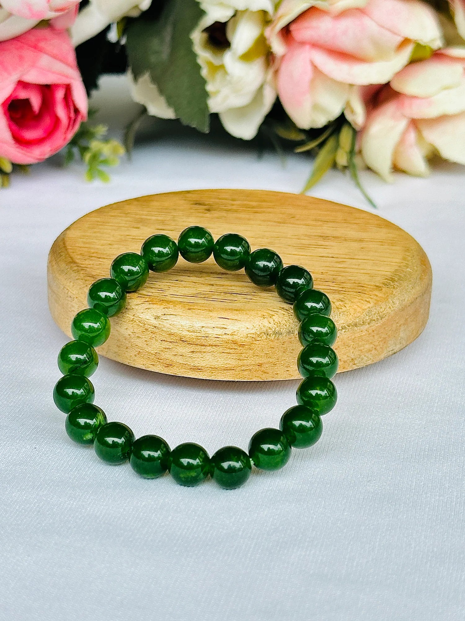 Promote Healthy Skin & Improve Digestion: Green Jade Bracelet - Abhimantrit & Certified