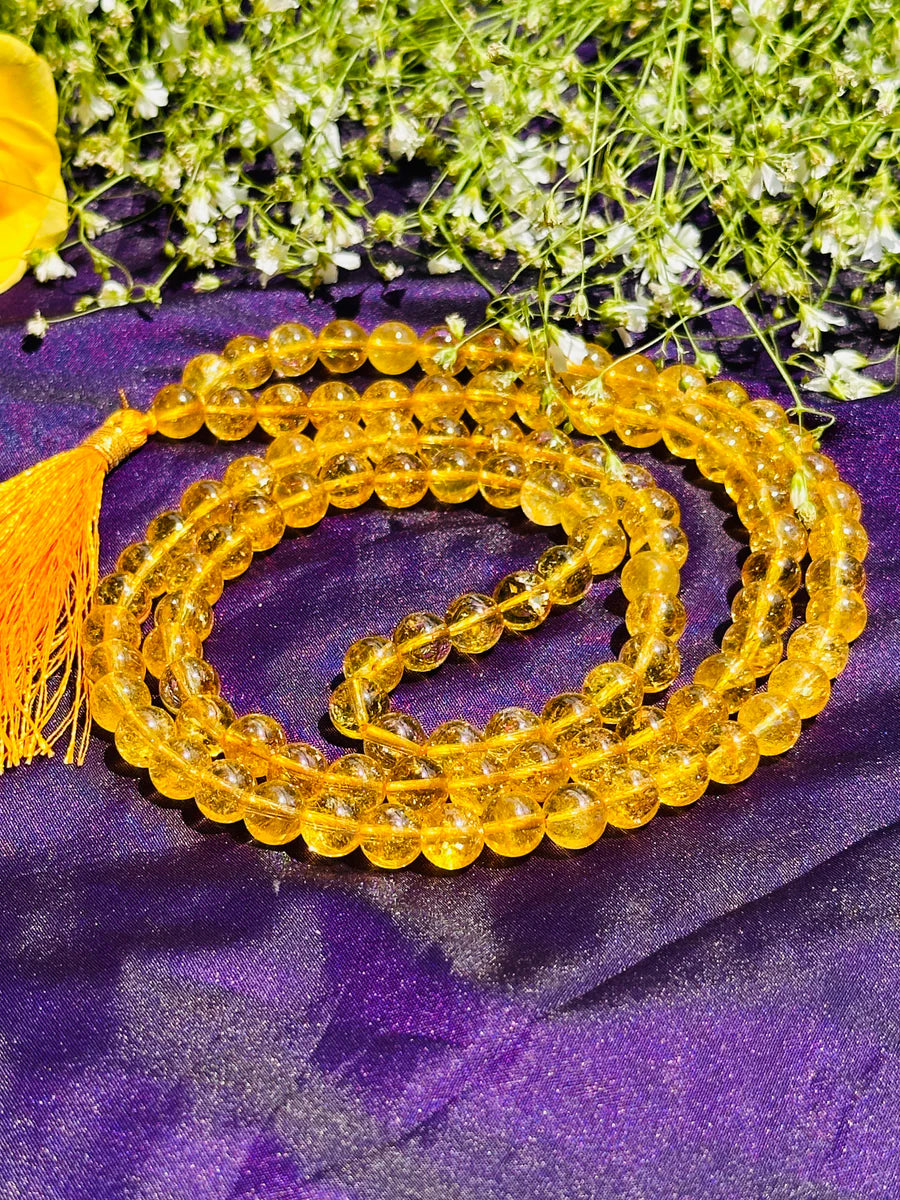 Yellow Citrine Jap Mala - Abhimantrit & Certified