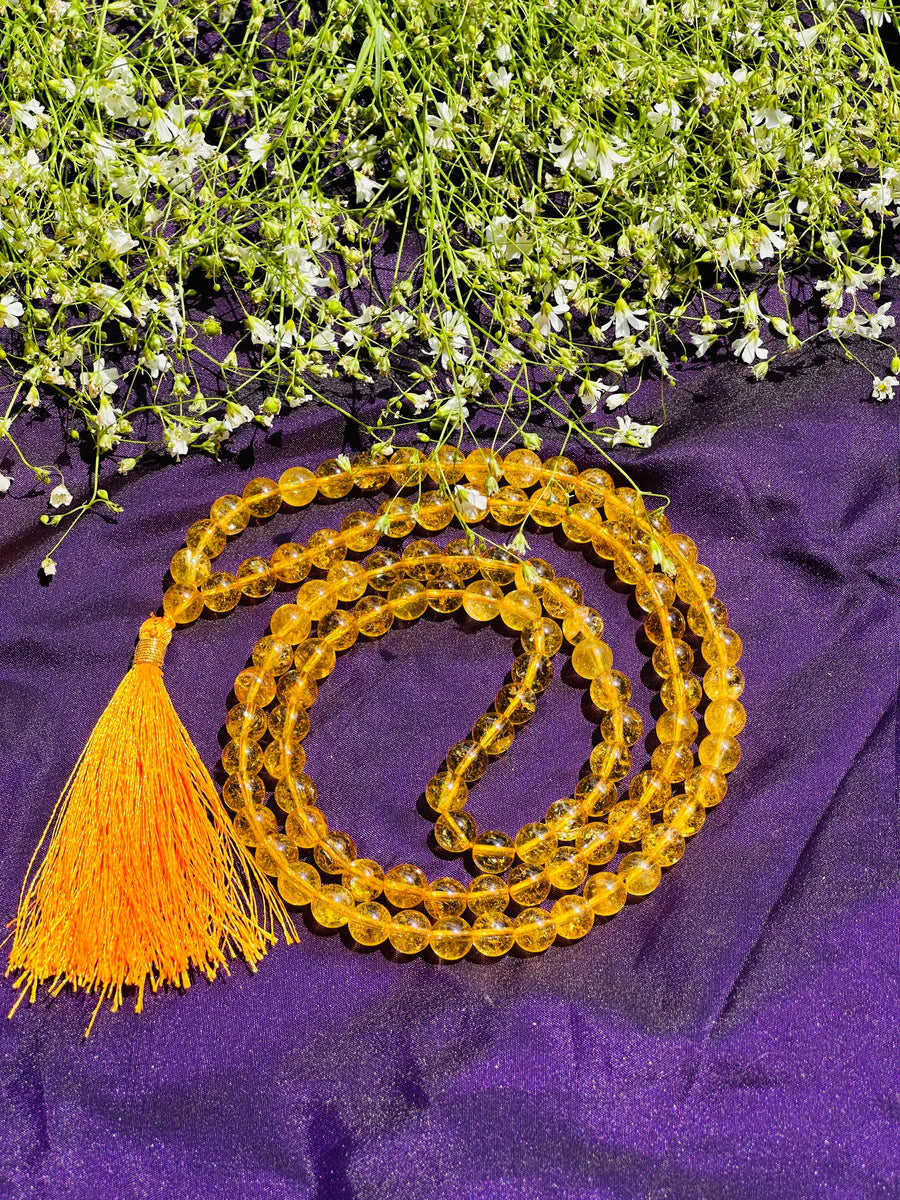 Yellow Citrine Jap Mala - Abhimantrit & Certified
