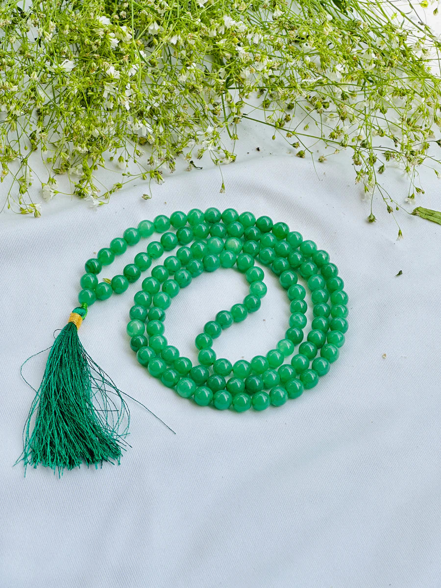 Green Aventurine Jap Mala - Abhimantrit & Certified
