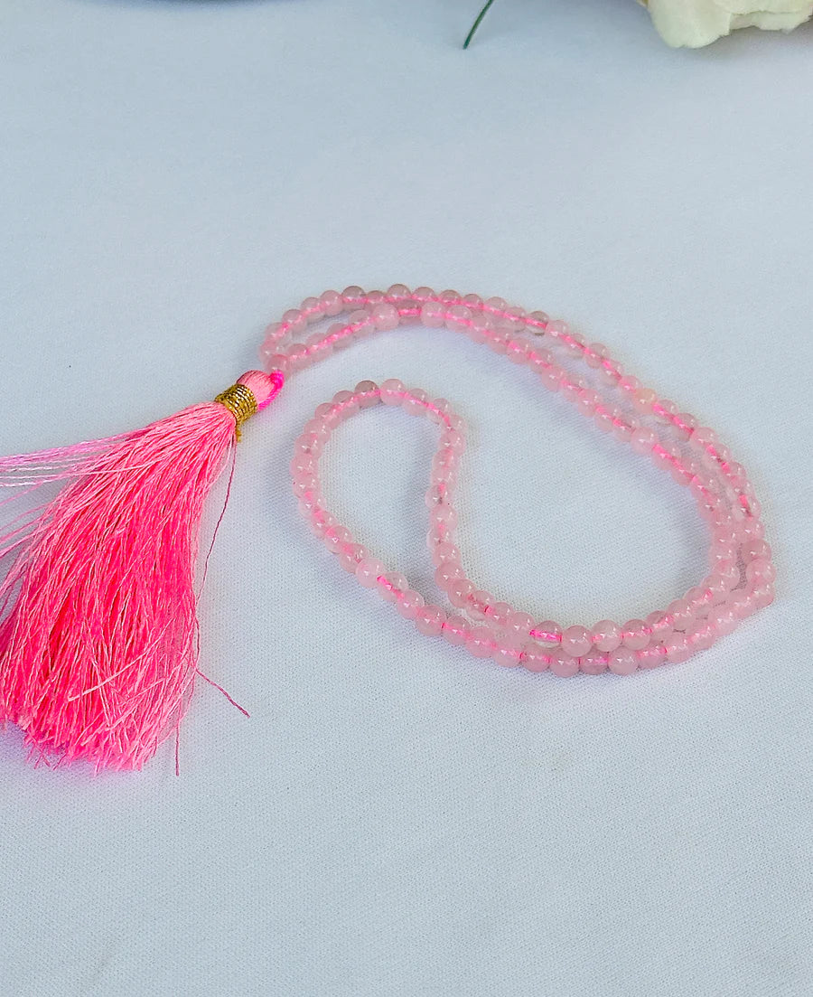 Improve Love, Relationship & Emotional Connection: Rose Quartz Jap Mala - Abhimantrit & Certified