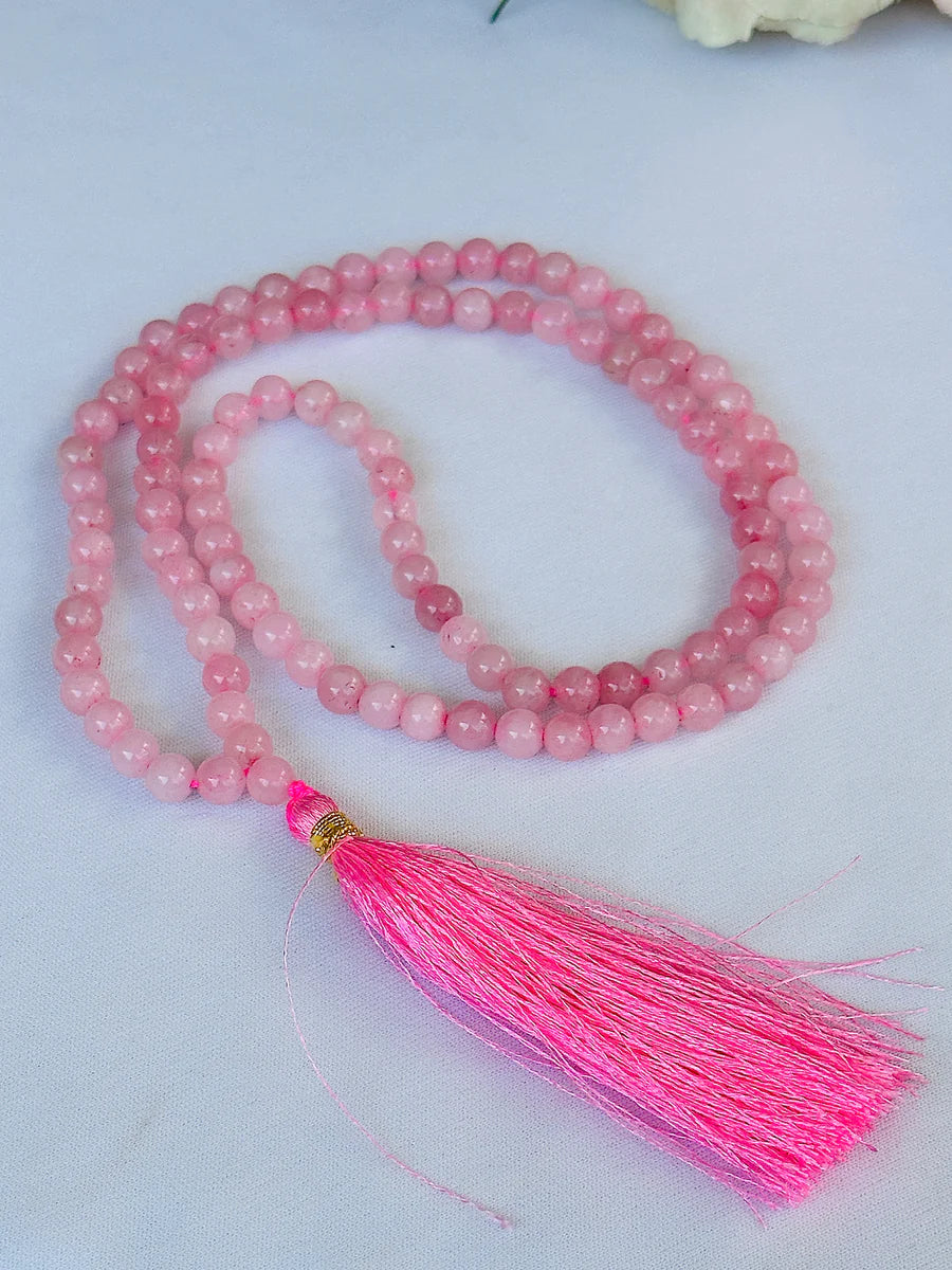 Improve Love, Relationship & Emotional Connection: Rose Quartz Jap Mala - Abhimantrit & Certified
