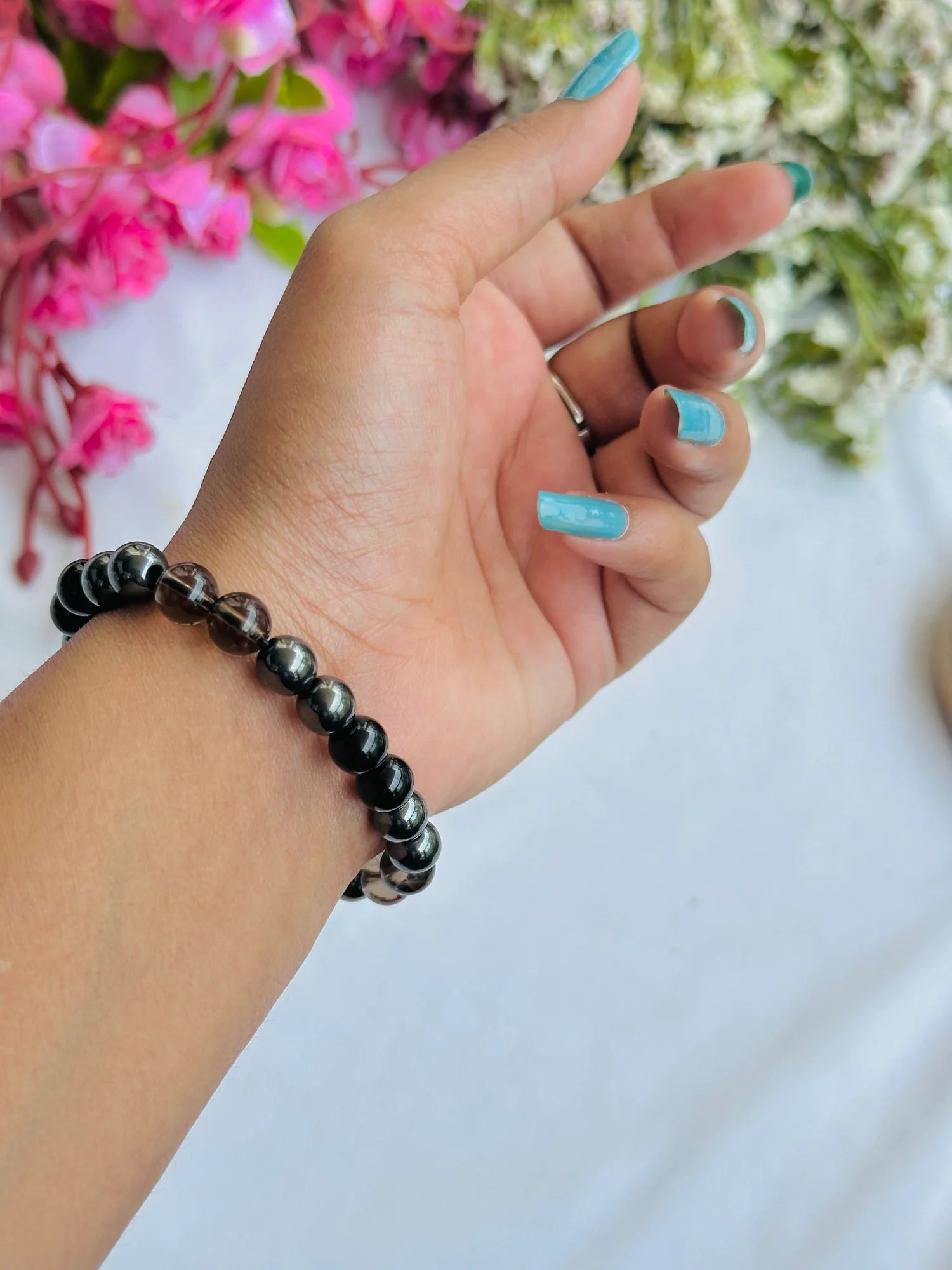 Protect from Negativity, Evil Eye, and Fear Bracelet(Smoky Quartz, Black Obisidian & Hematite) - Abhimantrit & Certified