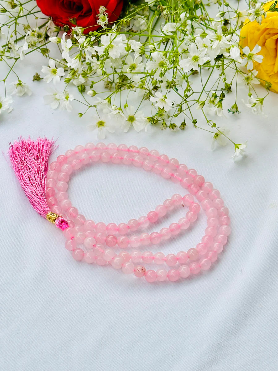 Improve Love, Relationship & Emotional Connection: Rose Quartz Jap Mala - Abhimantrit & Certified