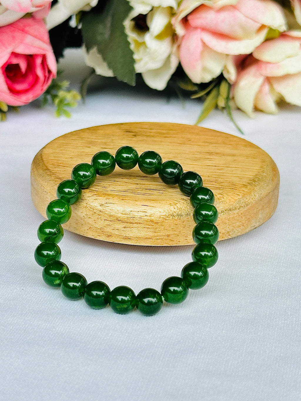 Promote Healthy Skin & Improve Digestion: Green Jade Bracelet - Abhimantrit & Certified