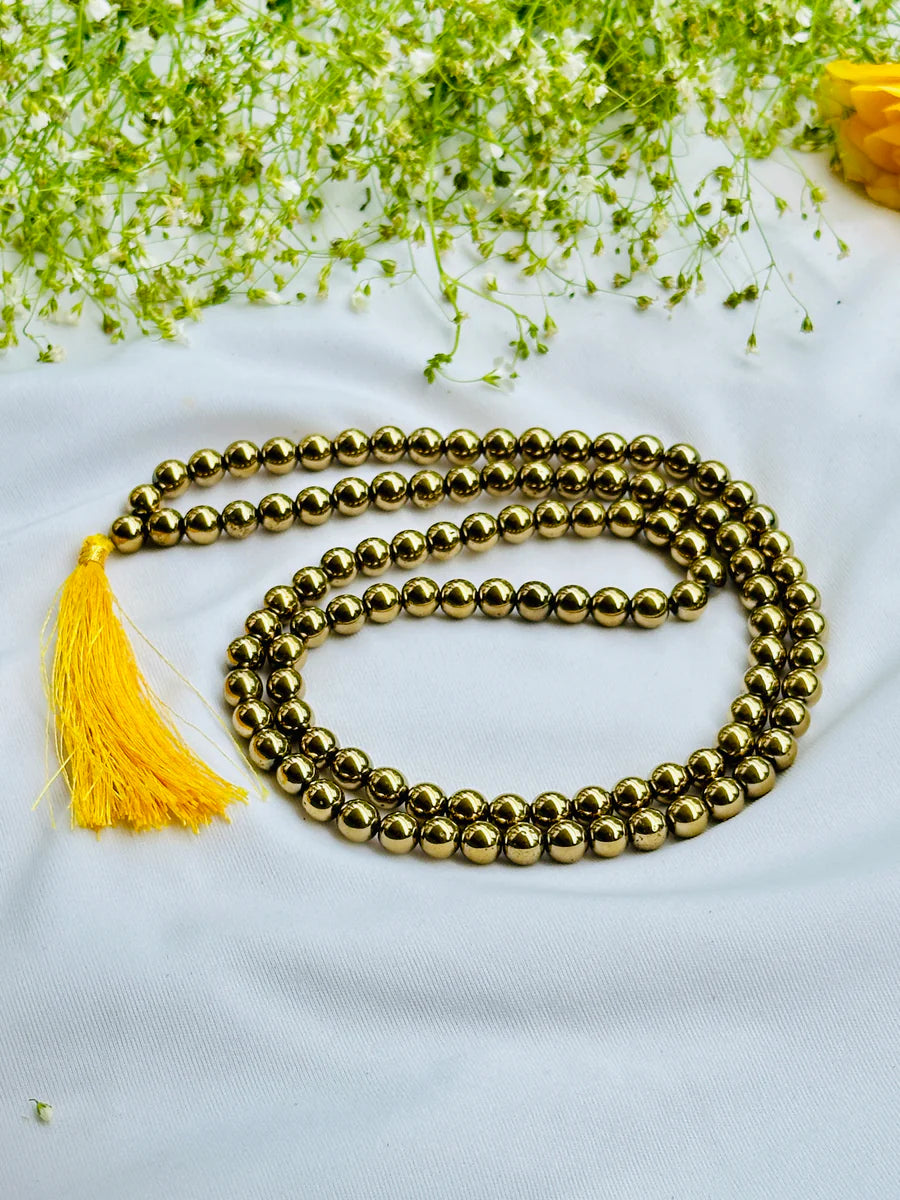 Golden Pyrite Jap Mala - Abhimantrit & Certified