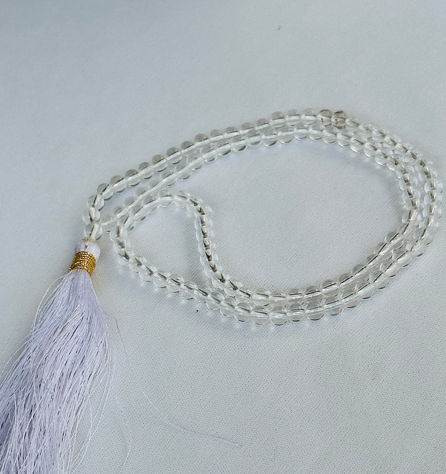 Clear Quartz Jap Mala - Abhimantrit & Certified
